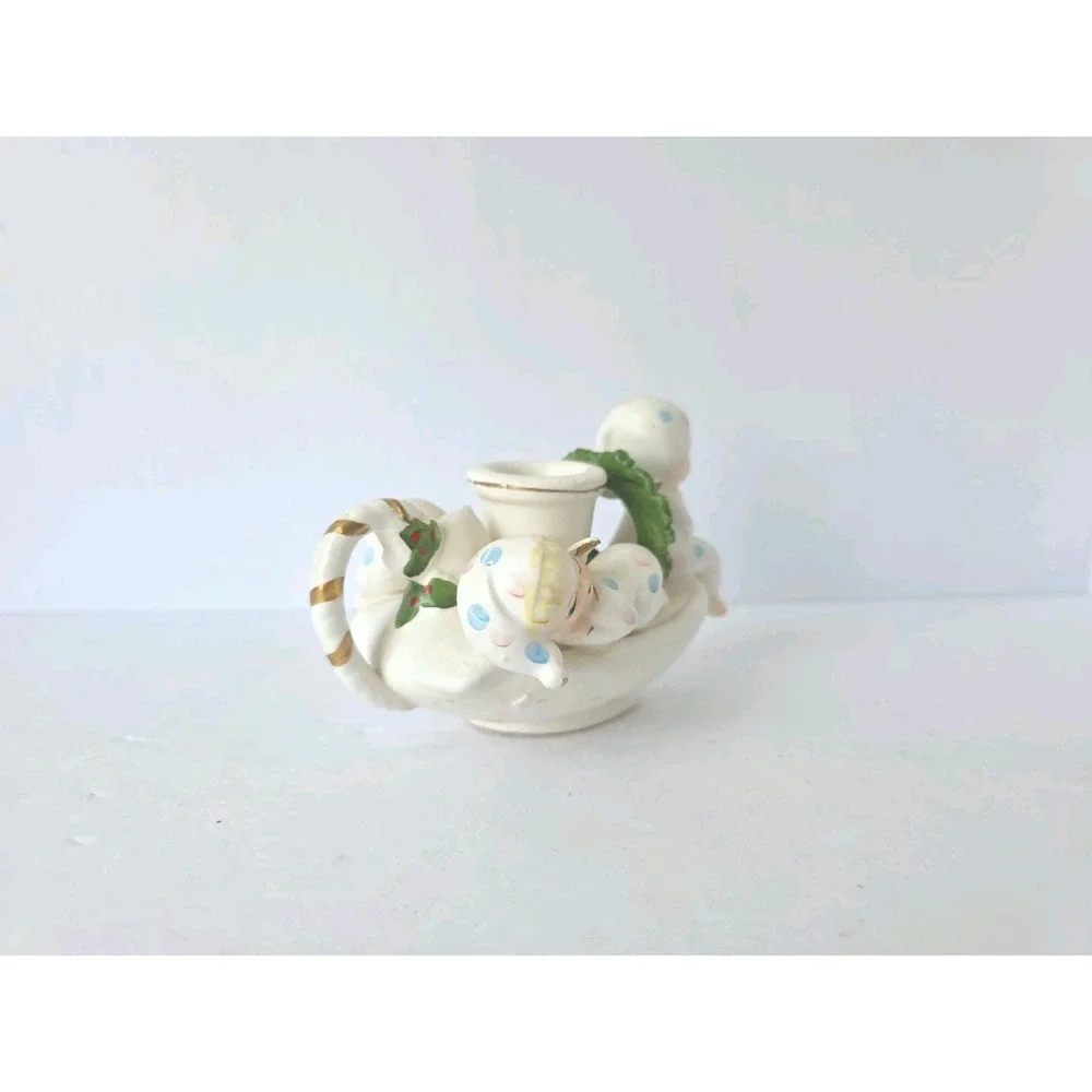Vintage Napco Christmas angel‎ candle holder sleeping angels
